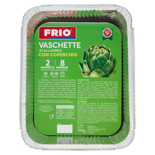 Frio Vaschette in Alluminio con Coperchio 8 Porzioni 2 pz