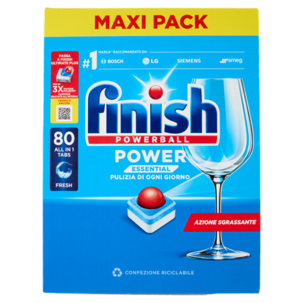 Finish Power Essential Fresh 80 Tabs 1040 g + Finish Ultimate Plus Fresh 2 Capsule 24,4 g
