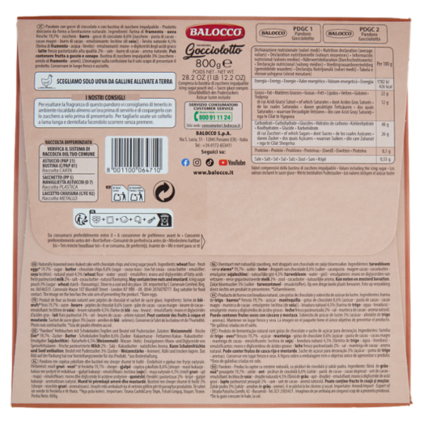 Balocco Pandoro Gocciolotto con Maxi Gocce di Cioccolato 800 g