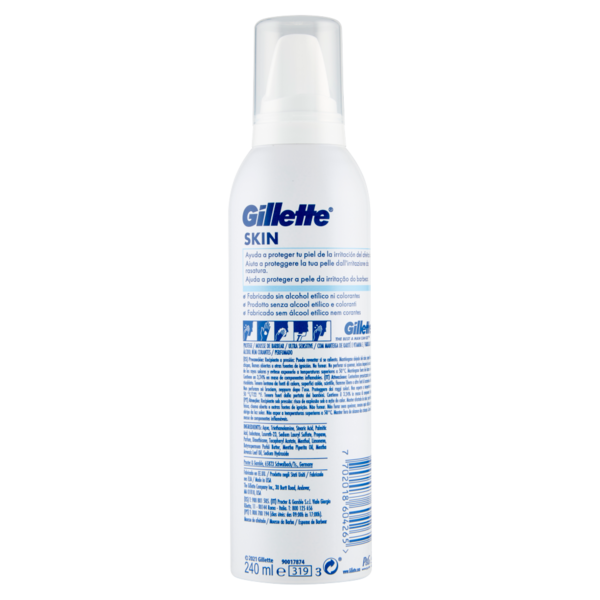 Gillette Mousse da Barba da Uomo Skin Ultra Sensitive con Burro di Karité e Vitamina E, 240 ml