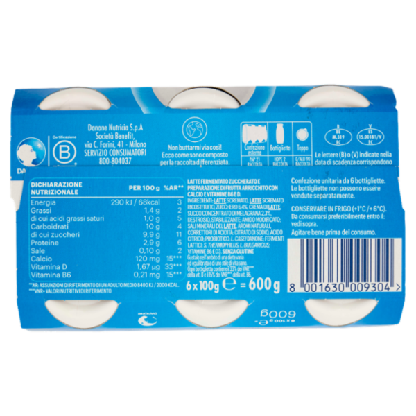 ACTIMEL, Yogurt da Bere con Vit B6 e D per il Sistema Immunitario, gusto Melograno, 6X100G