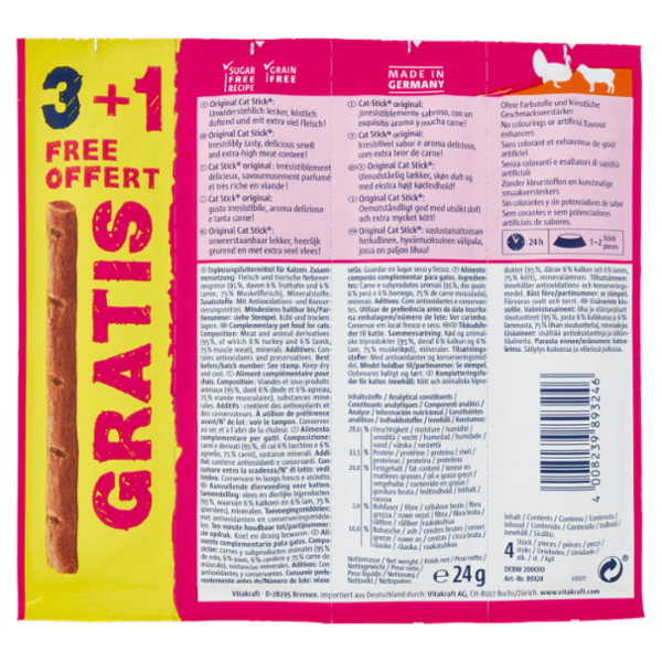 Vitakraft Cat Stick classic Tacchino & Agnello 4 pezzi 24 g