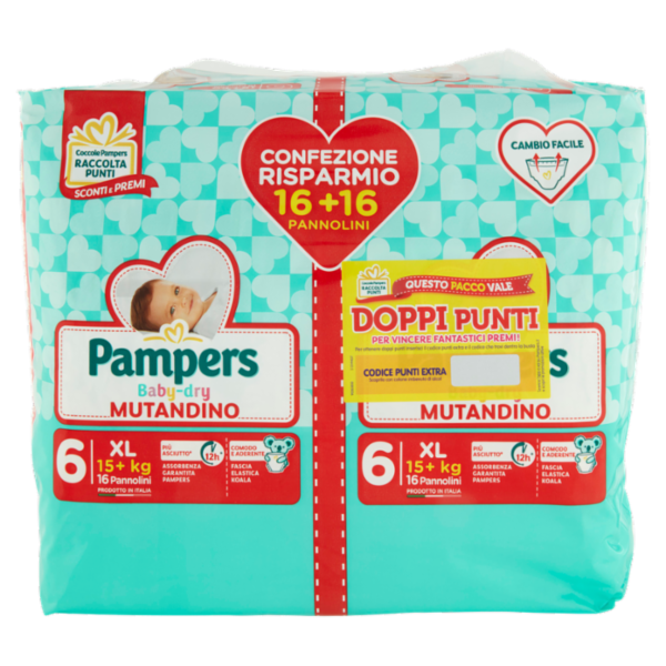 Pampers Baby-dry Mutandino 6 XL 16+16 pz