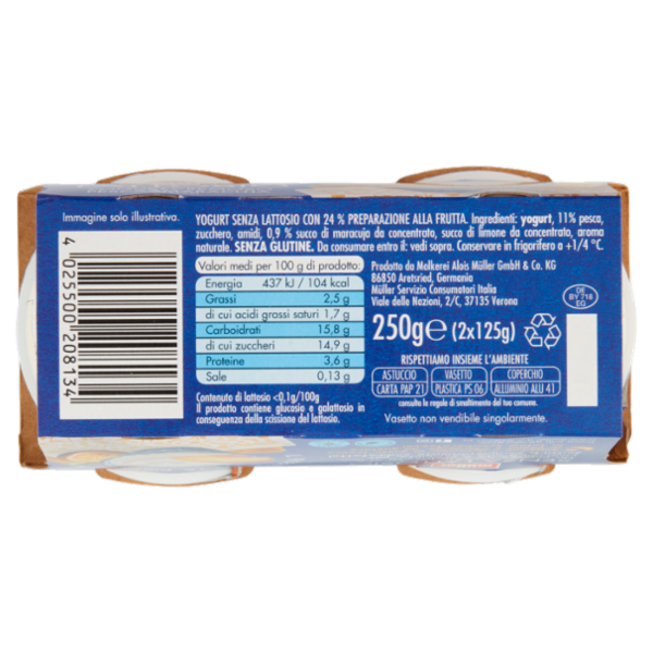 müller Senza Lattosio Yogurt Cremoso Pesca&Maracuja in Pezzi 2 x 125 g