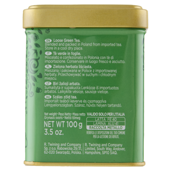 Twinings Gunpowder Tè Verde non aromatizzato Sfuso in latta The 100 g