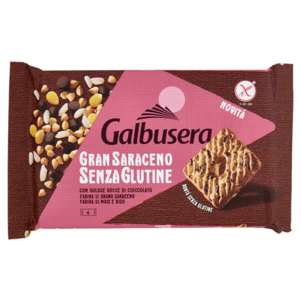 Galbusera Gran Saraceno Senza Glutine con Golose Gocce di Cioccolato 260 g (6 monoporzioni)
