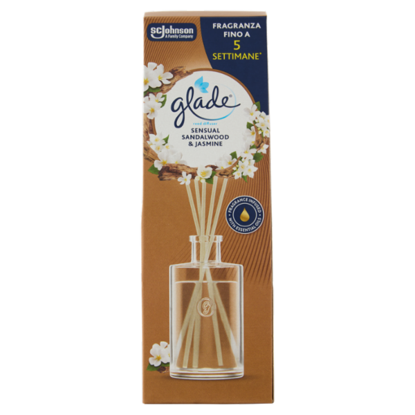 Glade Diffusore a Bastoncini, Fragranza Sensual Sandalwood & Jasmine 50 ml