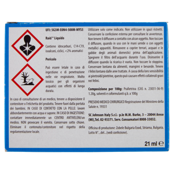 Raid Liquido Elettrico Antizanzare Contro Zanzare, 1 Base e 1 Ricarica 21 ml, 30 Notti
