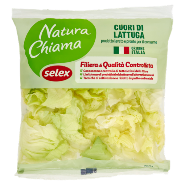 Selex Natura Chiama Cuori di Lattuga Lavati e Pronti per il Consumo 200 g
