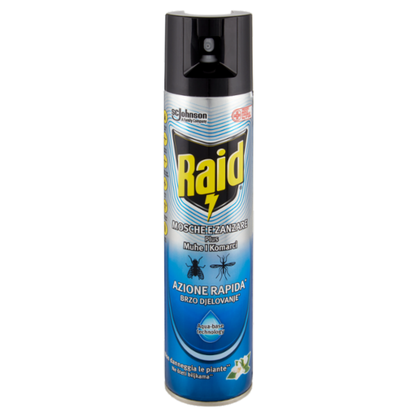 Raid Mosche e Zanzare Plus, Acqua Base Technology, 400 ml