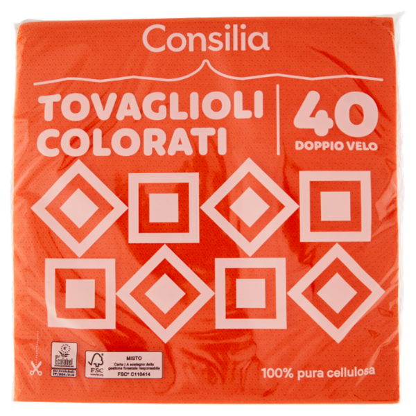 Consilia Tovaglioli 2 Veli 38x38 cm Arancione 40 pezzi
