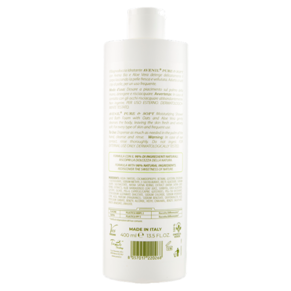 Avenil pure & soft Bagnodoccia Idratante Avena Bio Aloe Vera 400 ml