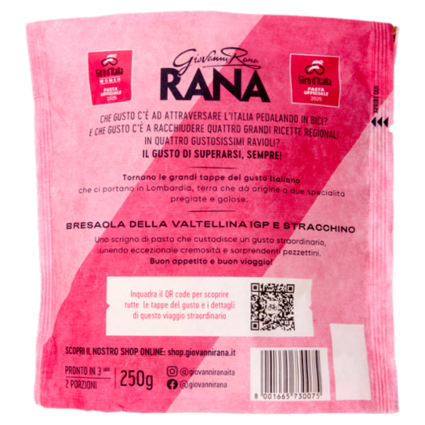 Giovanni Rana Giro d'Italia Ravioli con Bresaola della Valtellina IGP e Stracchino 250 g