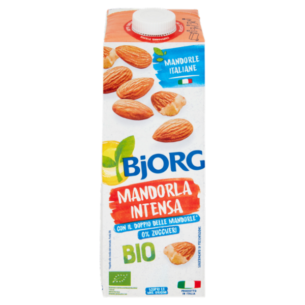 BJORG Mandorla Intensa 0% Zuccheri Bevanda Vegetale Bio, Senza Glutine, Prodotto in Italia, 1L