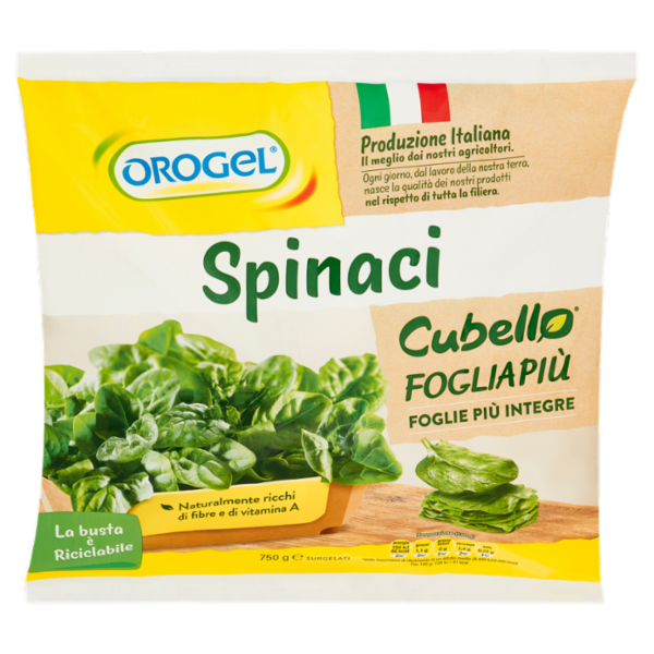Orogel Cubello Spinaci Foglia Più Surgelati 750 g