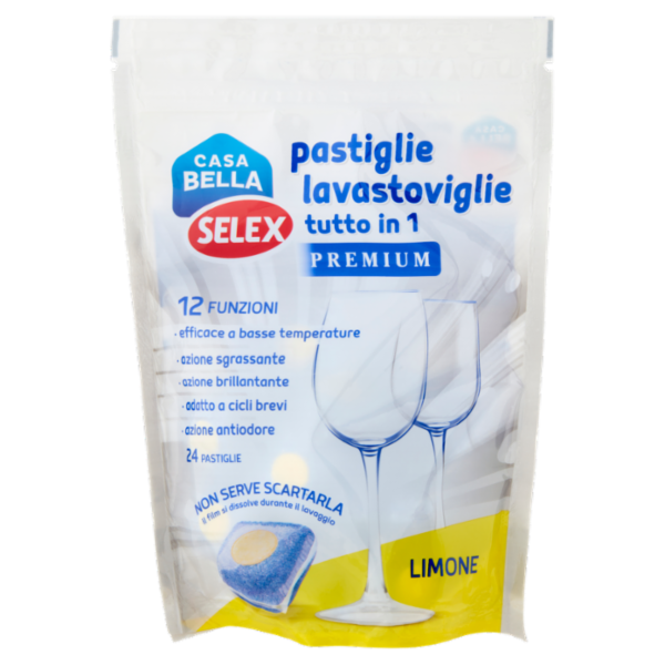 Selex Casa Bella Detersivo per Lavastoviglie Pastiglie Tutto in 1 al Limone 24x15 g