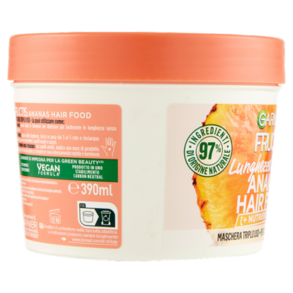 Garnier Fructis Hair Food Maschera Ananas Lunghezze Luminose, per capelli lunghi e spenti, 390 ml