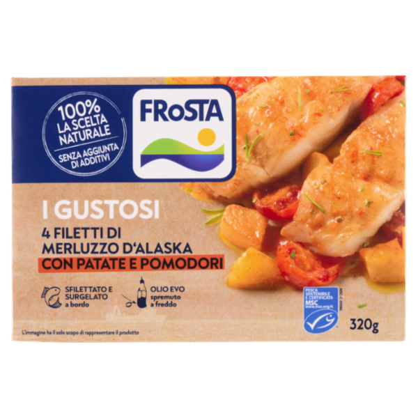 FRoSTA i Gustosi 4 Filetti di Merluzzo d'Alaska con Patate e Pomodori 320 g