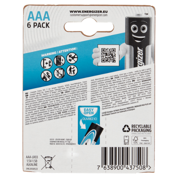 Energizer Max Plus AAA 6 pz