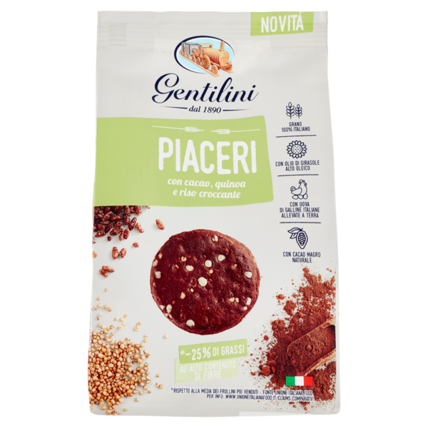 Gentilini Piaceri con cacao, quinoa e riso croccante 330 g