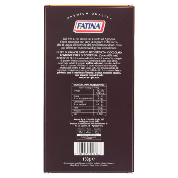 Fatina Filetti di Arancia ricoperti con cioccolato extrafondente 150 g
