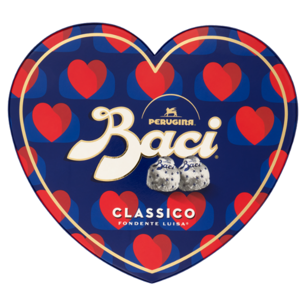 BACI PERUGINA Classico Cioccolatini Fondenti ripieni al Gianduia Scatola Cuore San Valentino 150g