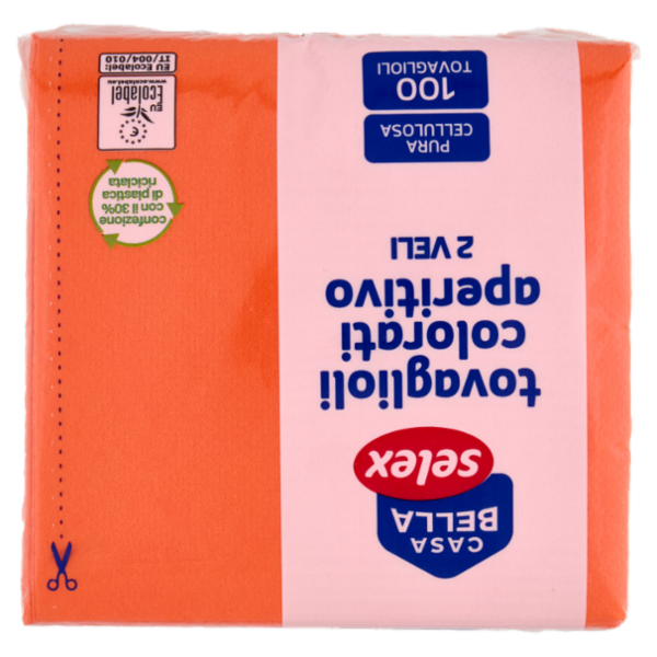 Selex Casa Bella Tovaglioli 2 Veli 25x25 cm Arancione 100 pezzi