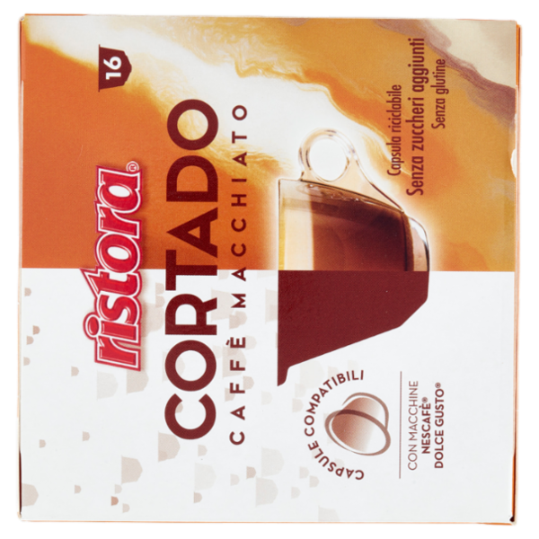 ristora Cortado Caffè Macchiato Capsule Compatibili con Macchine Nescafè Dolce Gusto 16 x 7 g