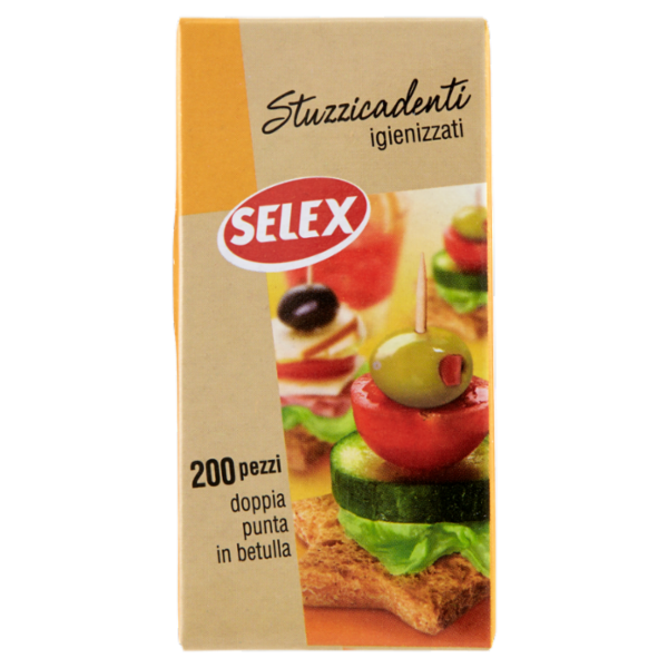 Selex Stuzzicadenti Doppia Punta in Betulla 200 pezzi