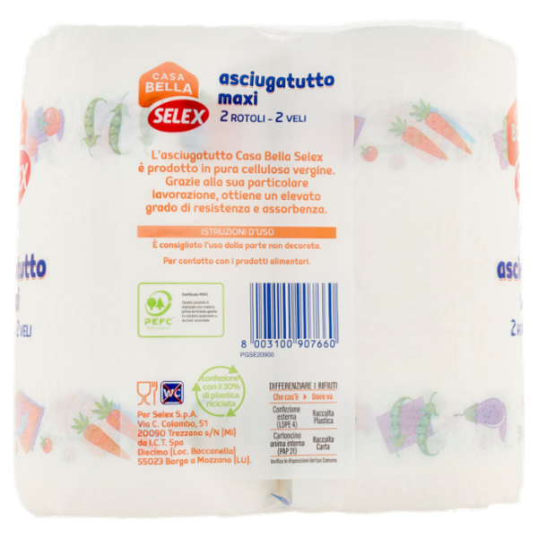 Selex Casa Bella Asciugatutto 2 Veli Maxi Rotolo 100 Strappi 2 Rotoli