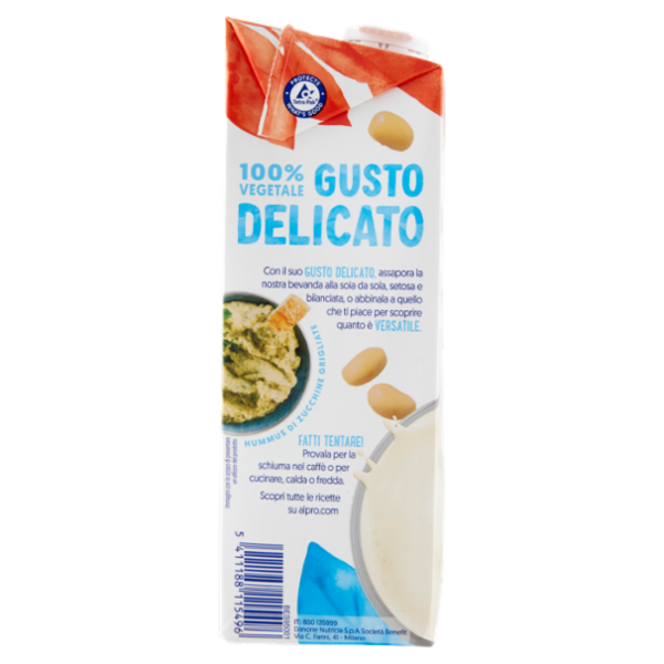 alpro Senza Zuccheri, Bevanda alla Soia 100% vegetale con vitamine B2, B12 e D 1 Litro
