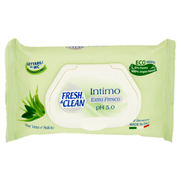 Fresh & Clean Intimo Extra Fresco pH 5.0 Salviettine Aloe Vera e Salvia 20 pz