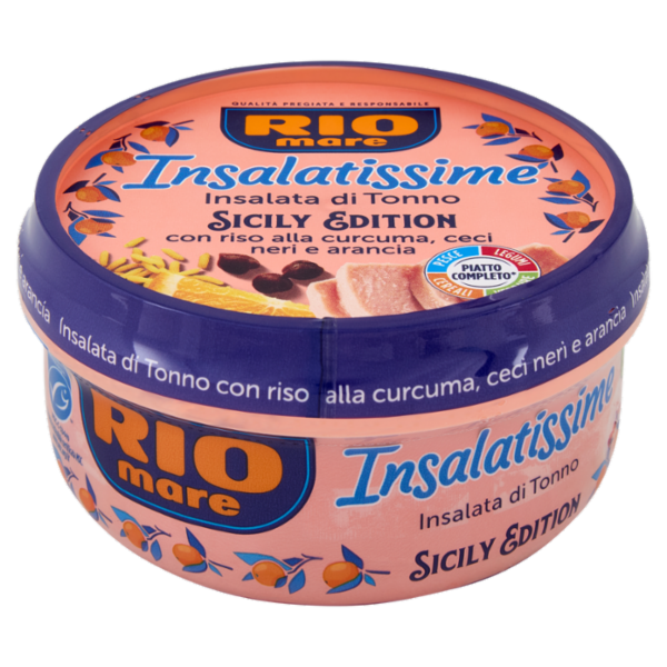 Rio mare Insalatissime Insalata di Tonno Sicily Edition con riso alla curcuma,ceci neri,arancia 200g