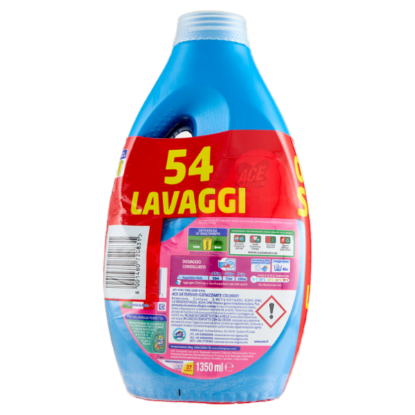 Ace Detersivo Igienizzante Colorati 2 x 27 Lavaggi 2 x 1350 ml