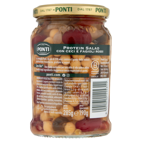 Ponti Zero Olio Protein Salad con Ceci e Fagioli Rossi 285 g