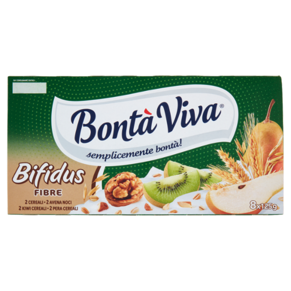 Bontà Viva Bifidus Fibre 2 Cereali - 2 Avena Noci - 2 Kiwi Cereali - 2 Pera Cereali 8 x 125 g