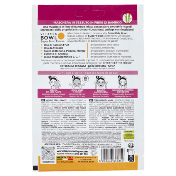 HQ Ingredients Maschera Zero-Gravity Passion fruit - Avocado - Banana