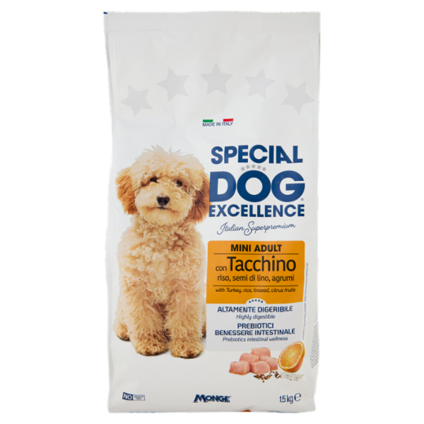 Special Dog Excellence Mini Adult con Tacchino riso, semi di lino, agrumi 1,5 kg