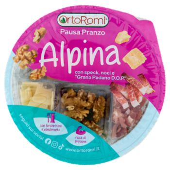 OrtoRomi Pausa Pranzo Alpina Con Speck, Noci e "Grana Padano D.O.P." 140 g + 12 g Di Condimento