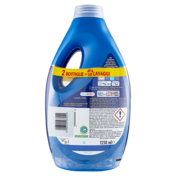 Dash Detersivo Liquido Lavatrice, Classico, 2x25=50 Lavaggi 2x1250ml