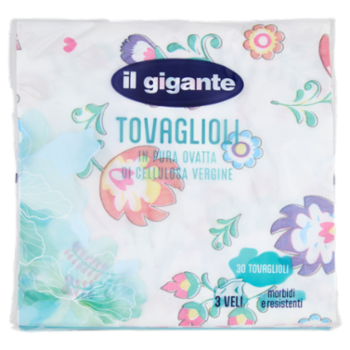 IL GIGANTE Tovaglioli In Pura Ovatta Di Cellulosa Vergine 3 Veli 30 Pz