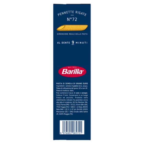 Barilla Pasta Pennette Rigate n.72 500g