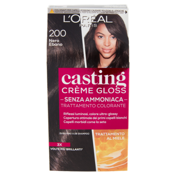 L'Oréal Paris Tinta Capelli Casting Creme Gloss, Senza Ammoniaca, 200 Nero Ebano