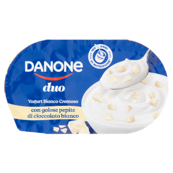 Danone Duo, Yogurt Bianco Cremoso con Golose Pepite di Cioccolato Bianco, 98g