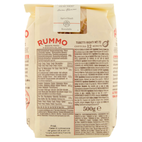Rummo Tubetti Rigati N° 72 500 g