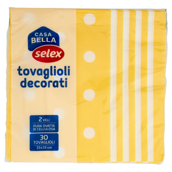 Selex Casa Bella Tovaglioli 2 Veli 33X33 cm Decoro Mixi Giallo 30 pezzi