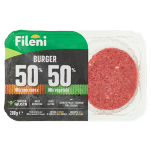 Fileni Burger 50% Mix Con Carne 50% Mix Vegetale 0,200 Kg