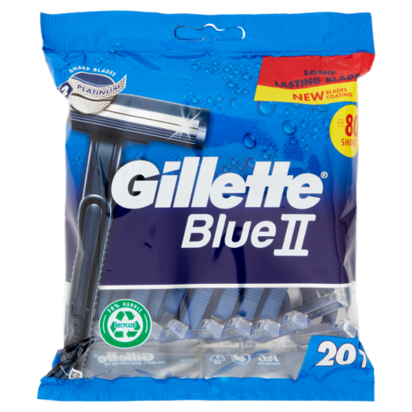 Gillette Blue II Rasoio da Uomo Usa e Getta a 2 Lame, 20 Rasoi