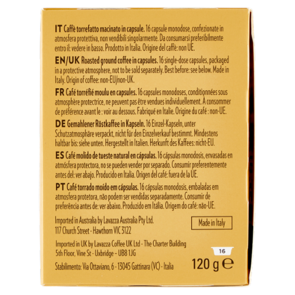 Lavazza A Modo Mio Qualità Oro 16 Capsule 120 g