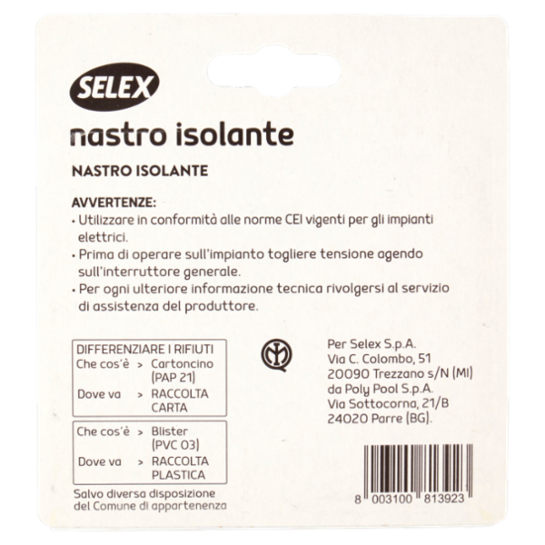 Selex Nastro Isolante 19 mm x 25 m Nero